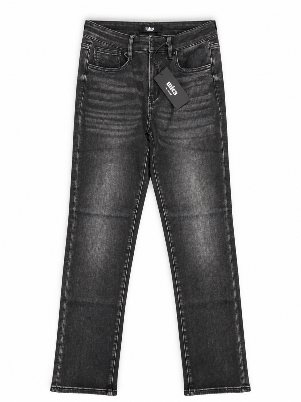 Mica Denim Black Moto Jeans Size 22 NWT Straight Leg Distressed Wash